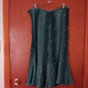 J.H. Collectibles Teal Ruffled Skirt With Flower And Shiny Embroidery